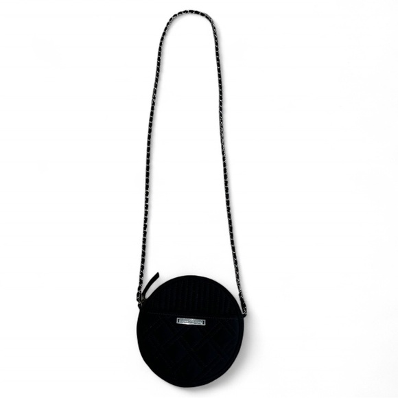 Vera Bradley Black Round Quilted Crossbody Bag with chain detail strap - Picture 1 of 7